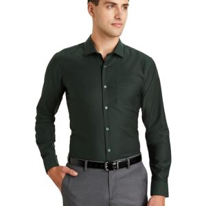 Peter England Men's Everyday Solid Slim Fit Full Sleeve Formal Shirt | Cotton-Rich