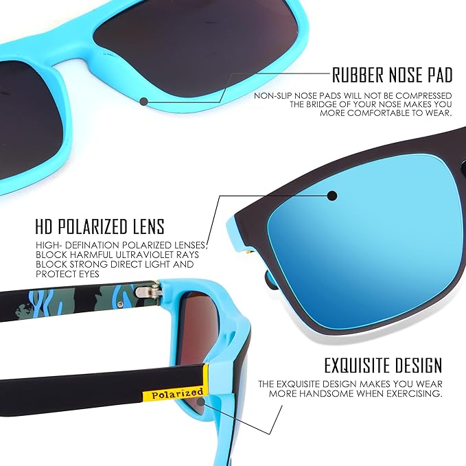 Dervin UV Protected Retro Square Light Weight Matt Finish Polarized Sunglasses for Men - Image 5