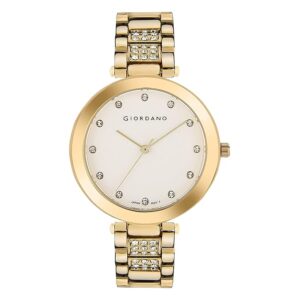 Giordano Eleganza Collection Analog Watch for Women with Crystal-Studded Strap & Diamond Indices